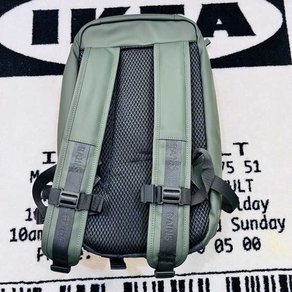 Rains Rucksack Waterproof Trail Backpack - Green - Picture 3 of 5
